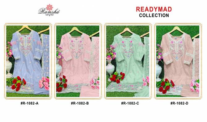 R 1082 By Ramsha Size Set Pakistani Readymade Suits Catalog